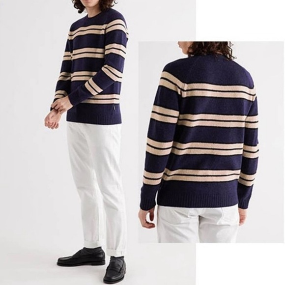 Nn07 No Nationality Nathan Stripe Wool Crewneck Sweater - Picture 1 of 9